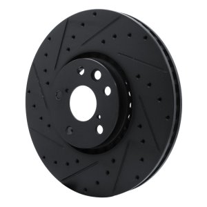 Lexus GS350 Brake Rotor (1) - Left Front - R1 Concepts - Drilled & Slotted - Black - `06-`20